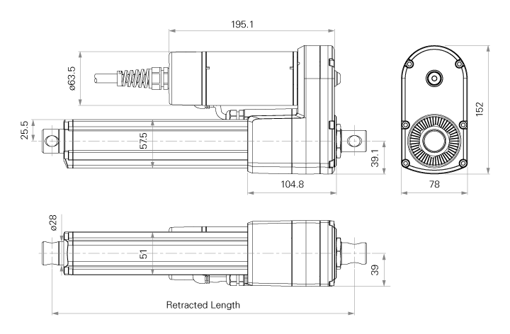Standarddimension der MA1-Serie von TiMOTION
